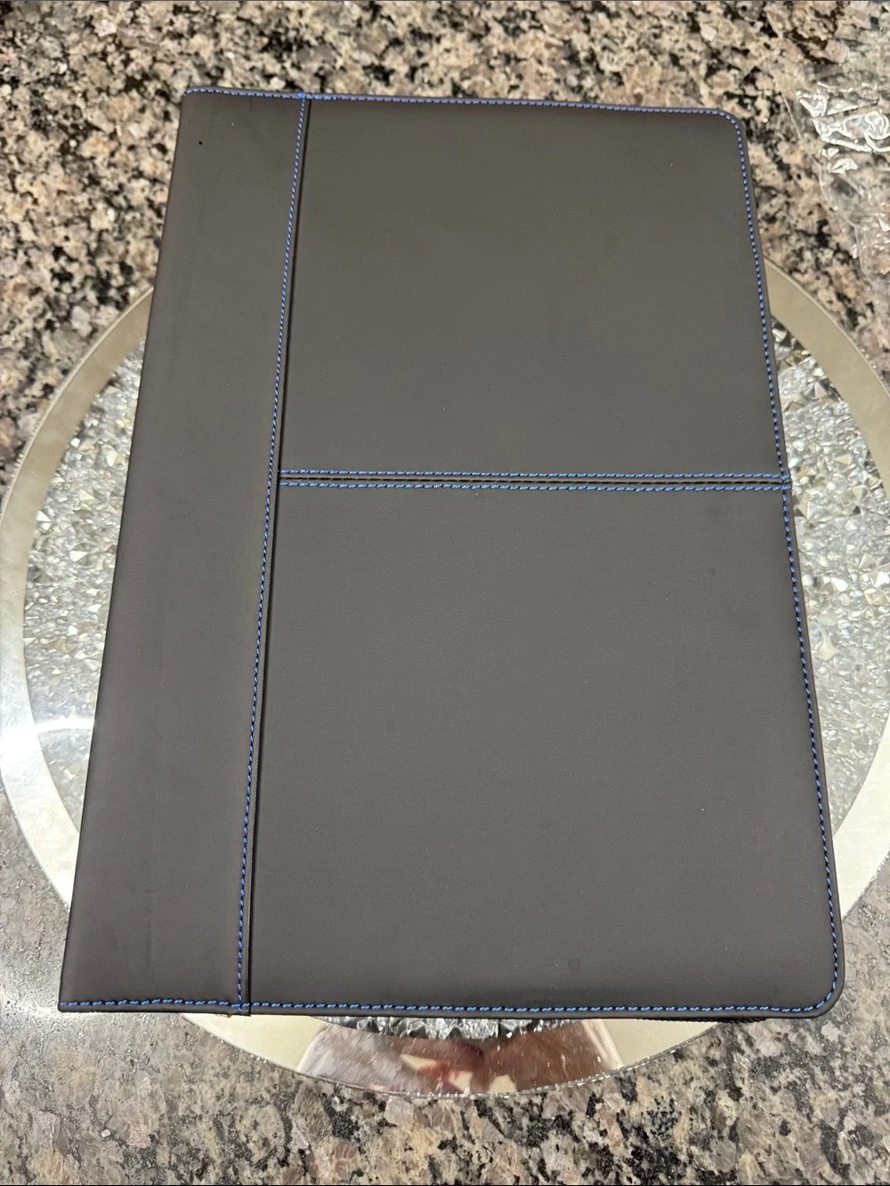 Pilot writing Black Portfolio Folder with Blue Stitching NWT